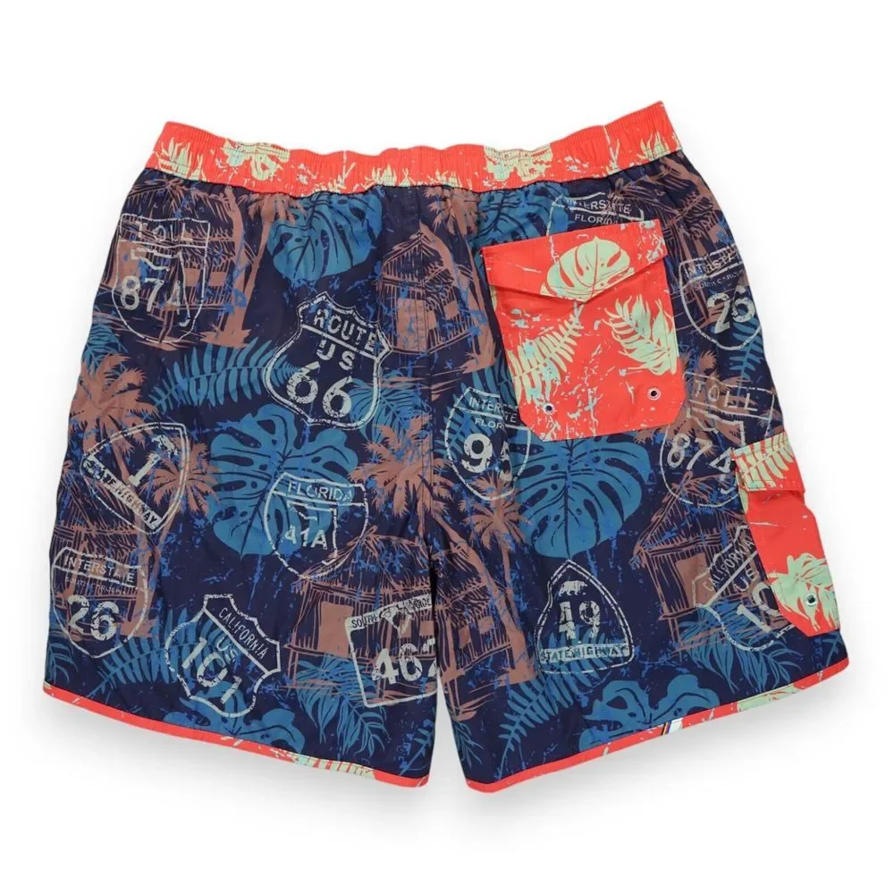 NWT Trunkers Road Trip Men's‎ Swim Trunks 57 Chevy Size XL All Over Print